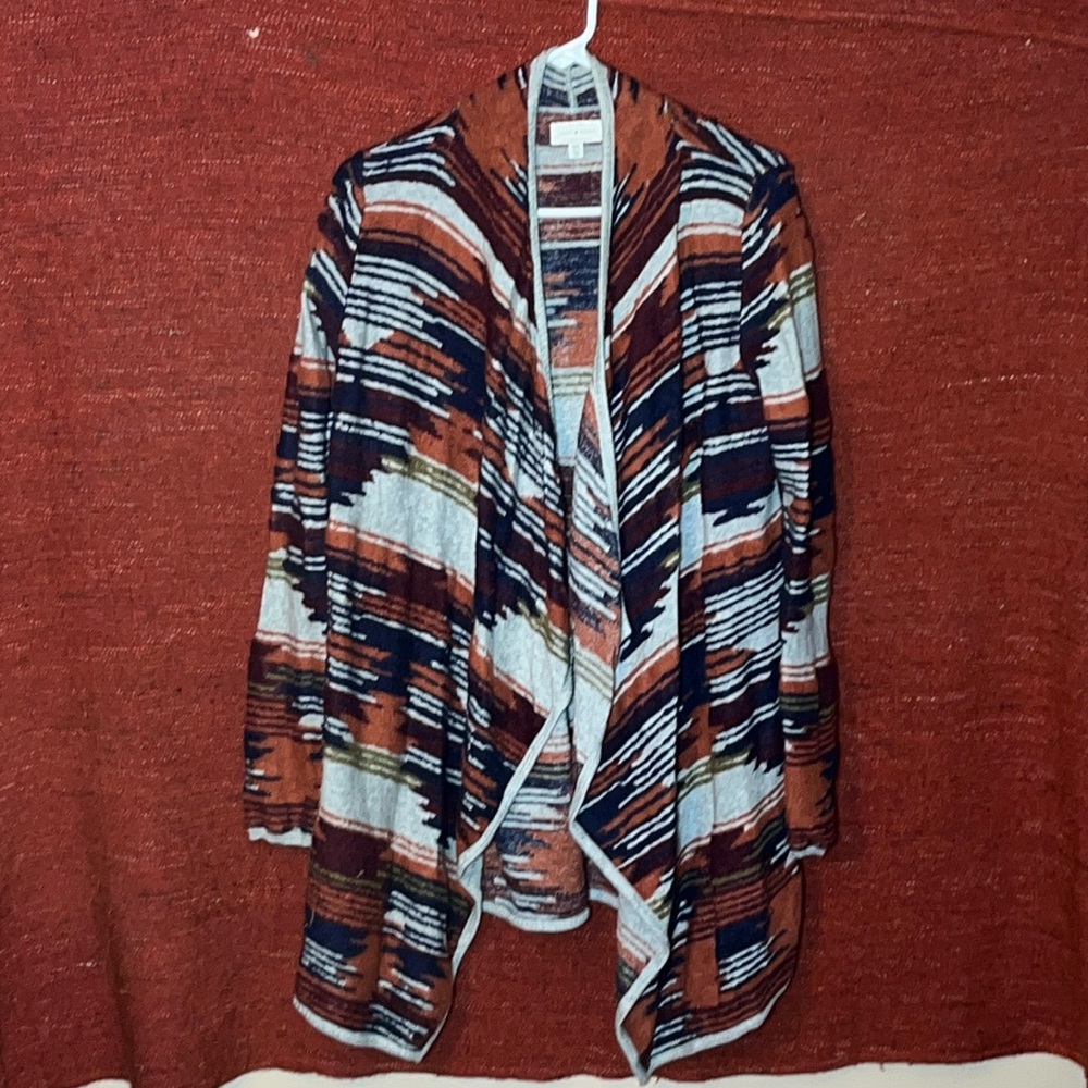 Lucky Brand Cardigan Pullover. Aztec. Southwestern. Like new red gray. Medium